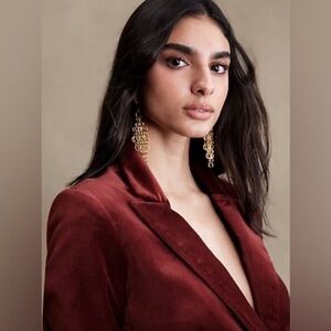 Banana Republic Long + Lean Velvet Blazer in Dark Spiced Rum